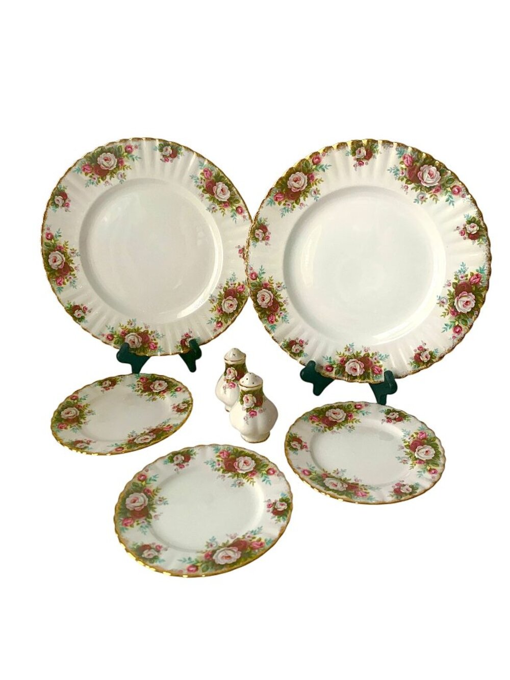 Vintage Royal Albert Celebration Bread and Butter Dinner Plates Salt & Pepper
